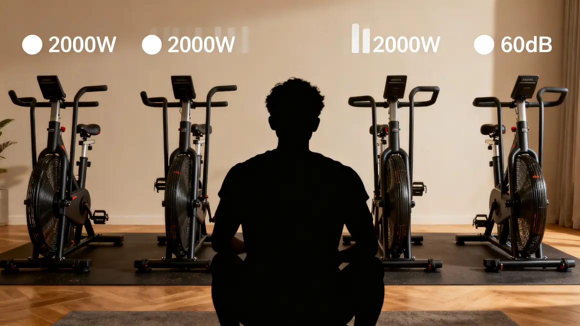 Tableau et silhouettes devant home trainers connectés chiffres puissance et bruit
