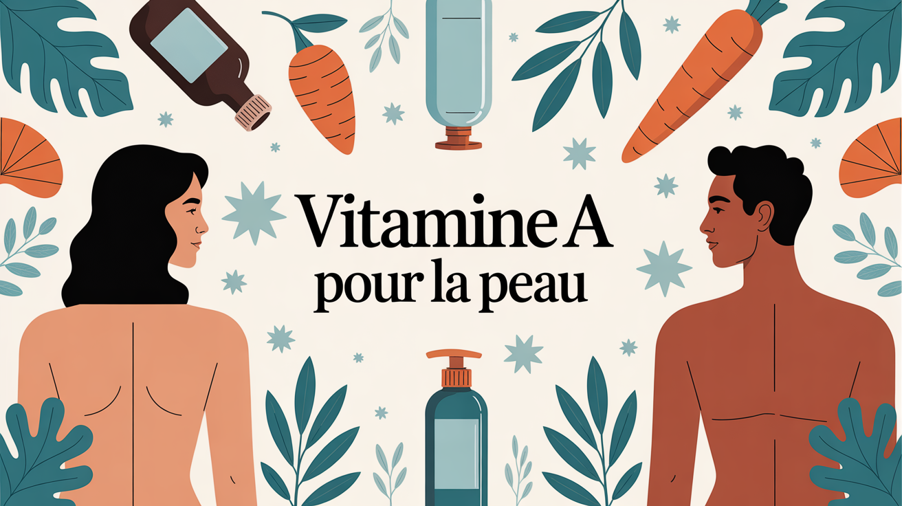 composition stylisee vitamine a sur la peau silhouettes et flacons