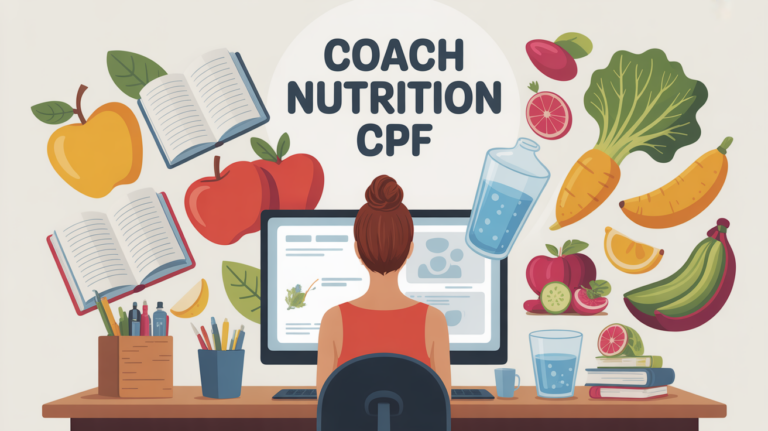 illustration coach en nutrition formation environnement bureau CPF