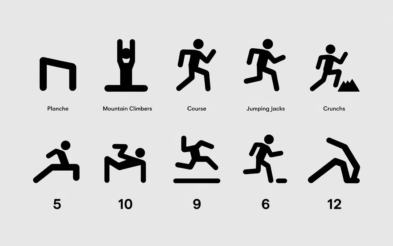 Comparatif exercices 1 minute de gainage calories
