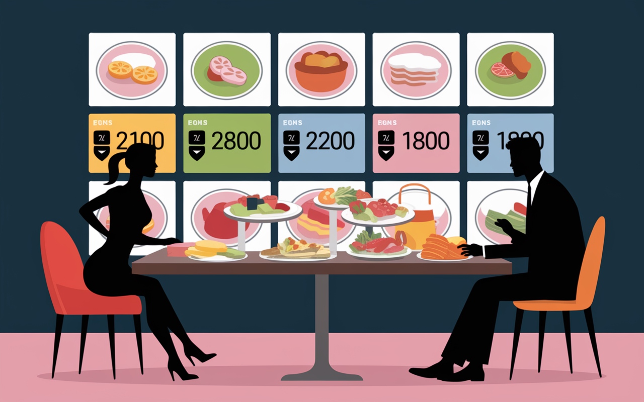 Menues et assiettes pour 1800 calories par jour silhouettes