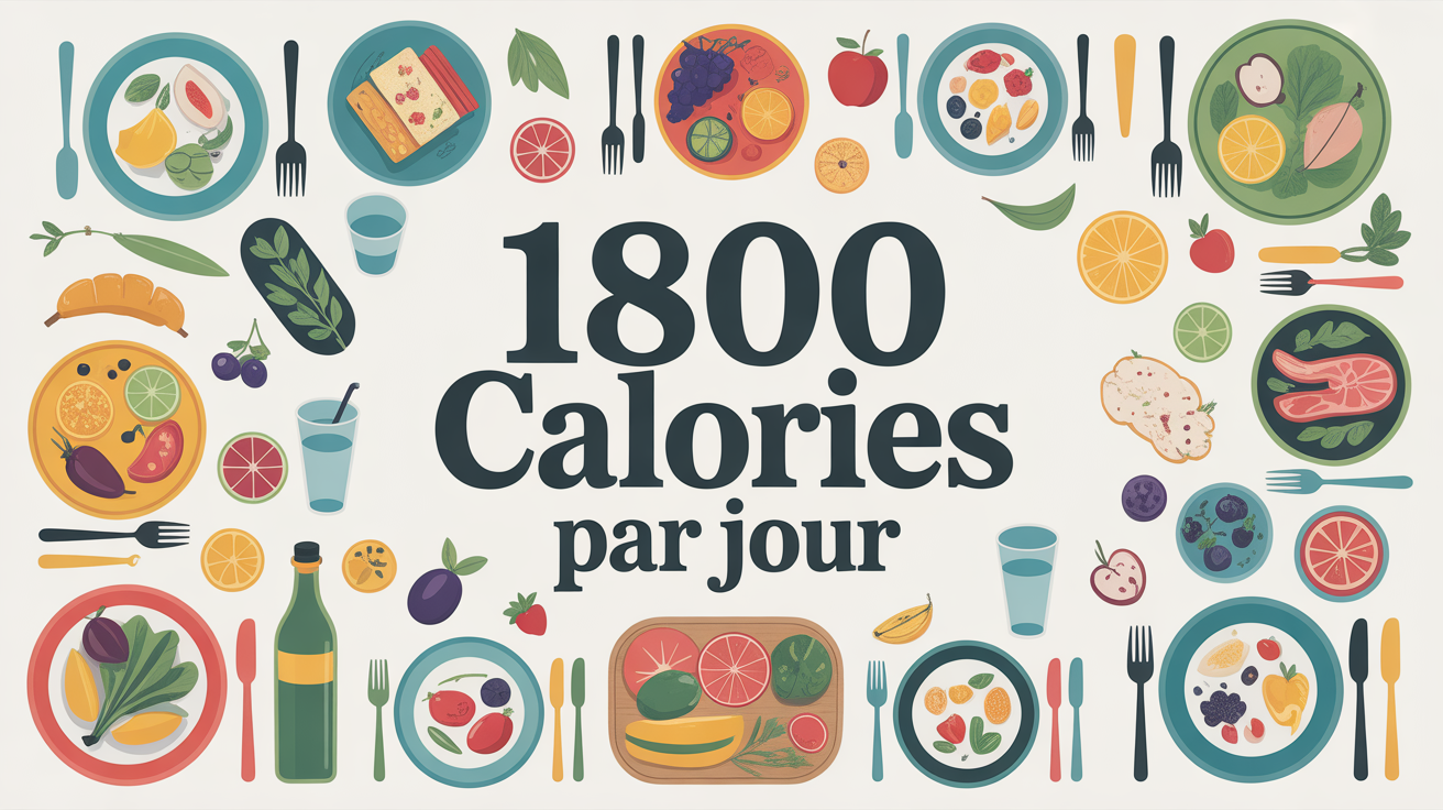 Table colorée avec plats variés 1800 calories par jour