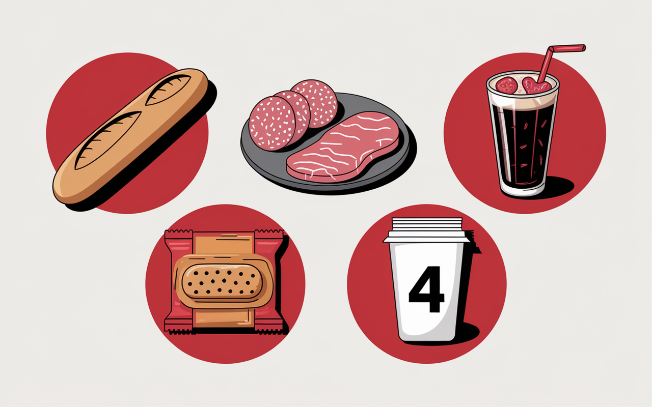4 aliments a eviter apres 45 ans baguette charcuterie soda biscuits
