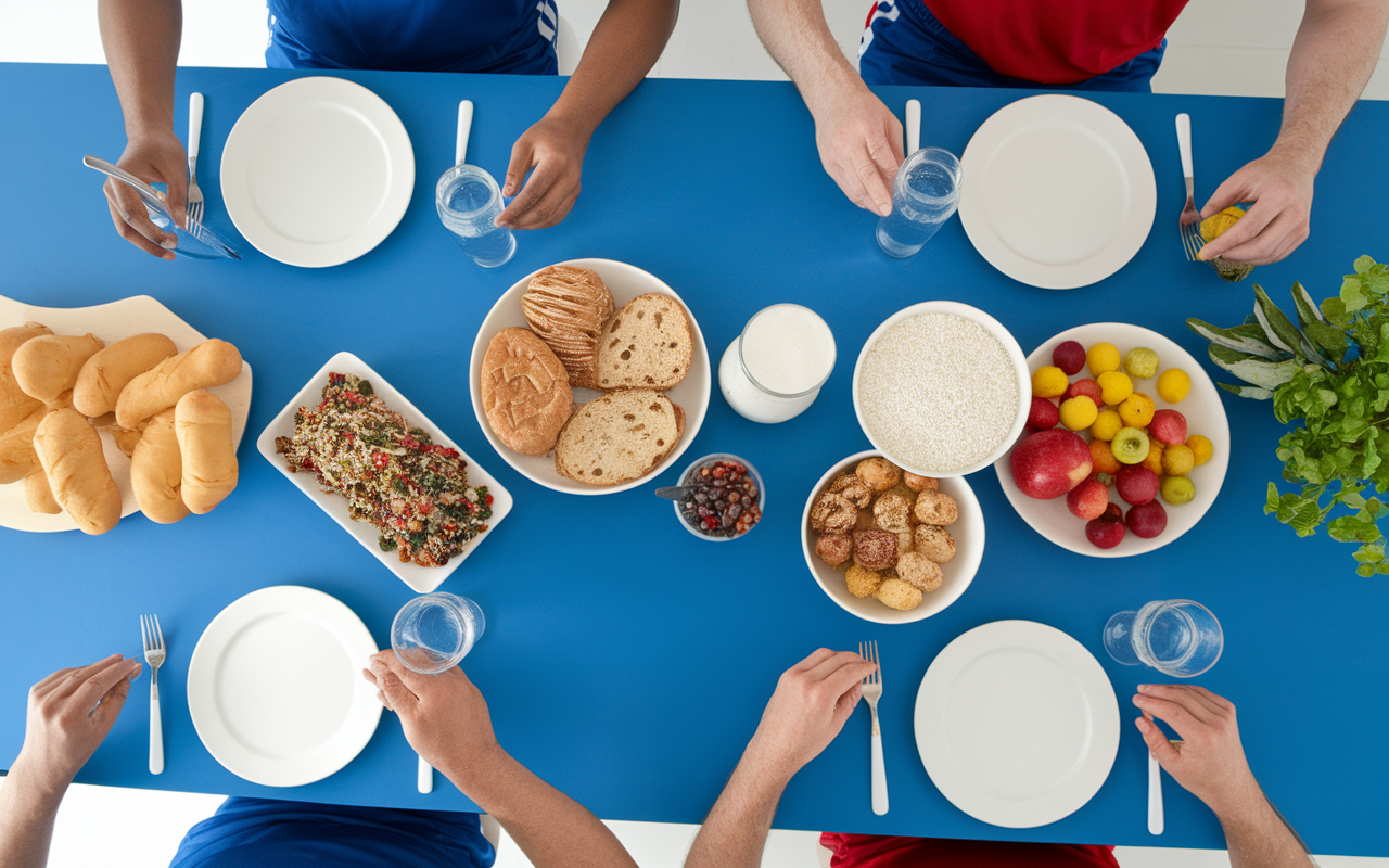 Image alimentation pour un marathon table repas glucides sport