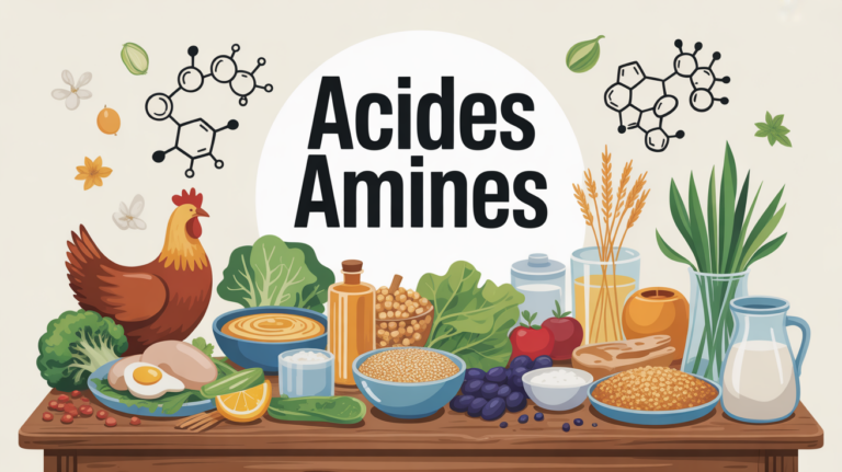 table stylisee aliments acides amines