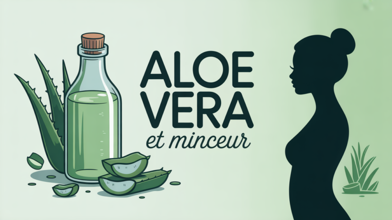 aloe vera maigrir bouteille jus feuilles silhouette plat