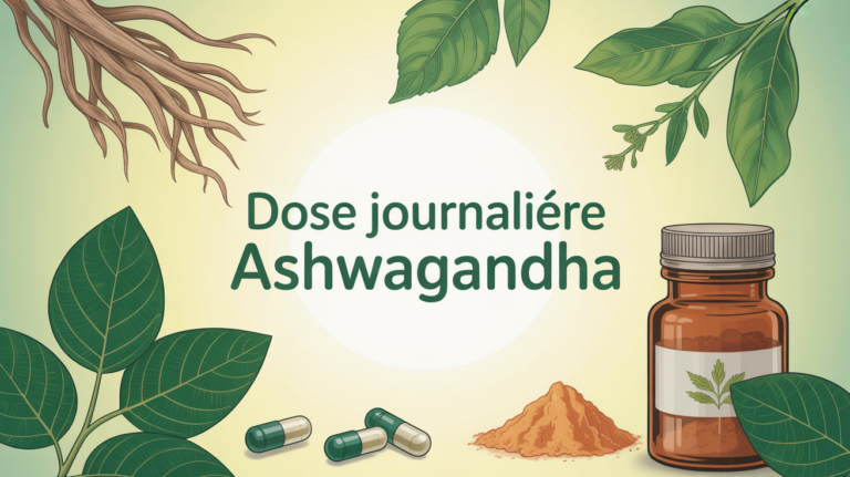 ashwagandha dosage par jour stylisee plante et racines