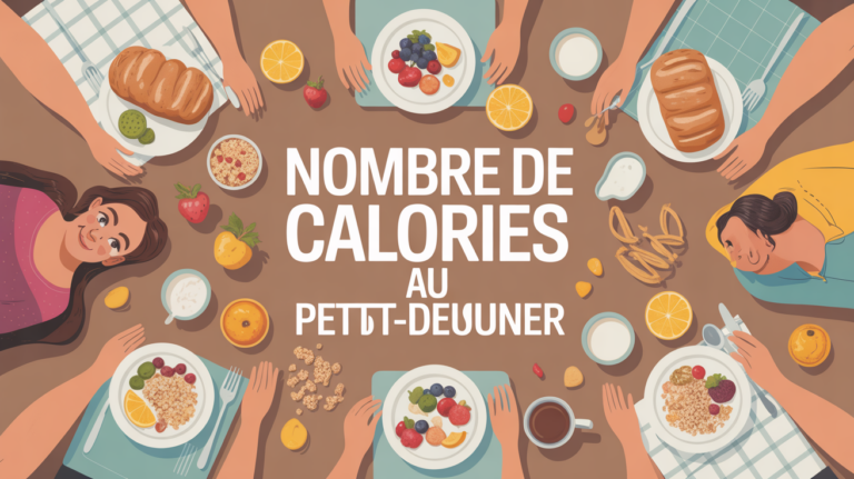 calories au petit dejeuner sur table avec aliments varies