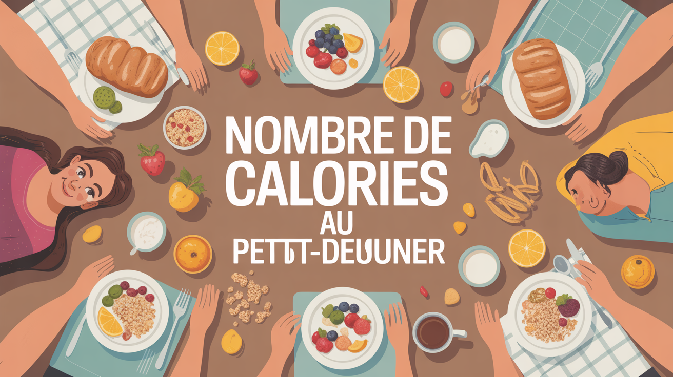 calories au petit dejeuner sur table avec aliments varies