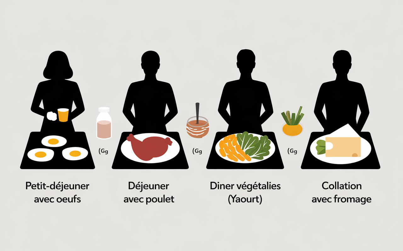 comment manger 60 g de proteine par jour exemple sequence repas journaliere