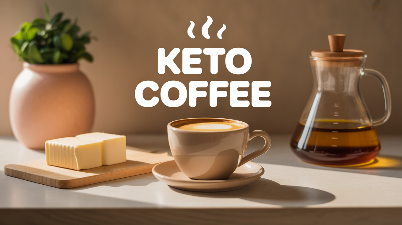 tasse keto coffee cremeuse sur plan de travail
