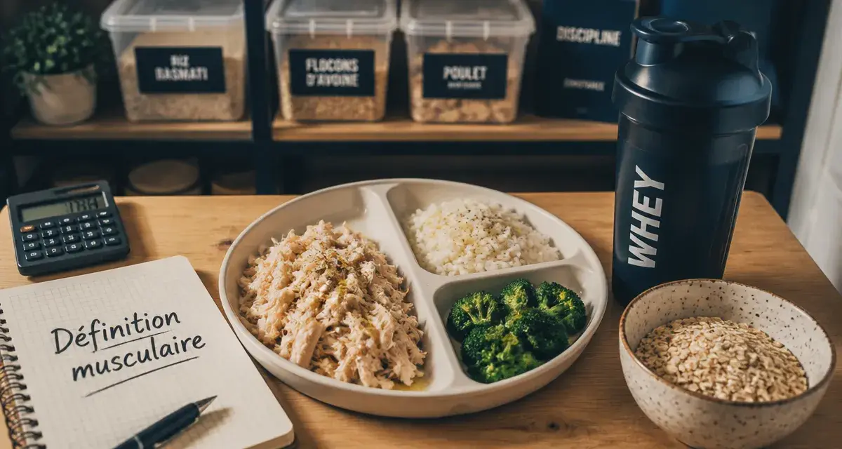 Aliment pour une seche : assiette protéines, glucides et whey