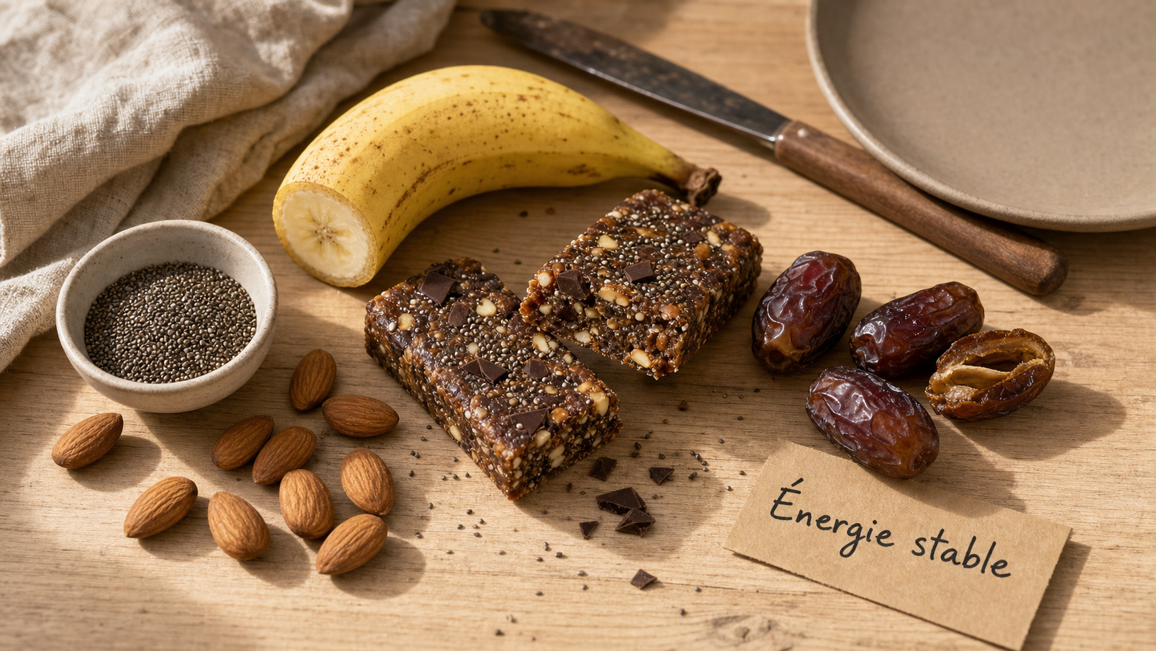 Aliment qui donne de l energie rapidement : barre dattes-amandes