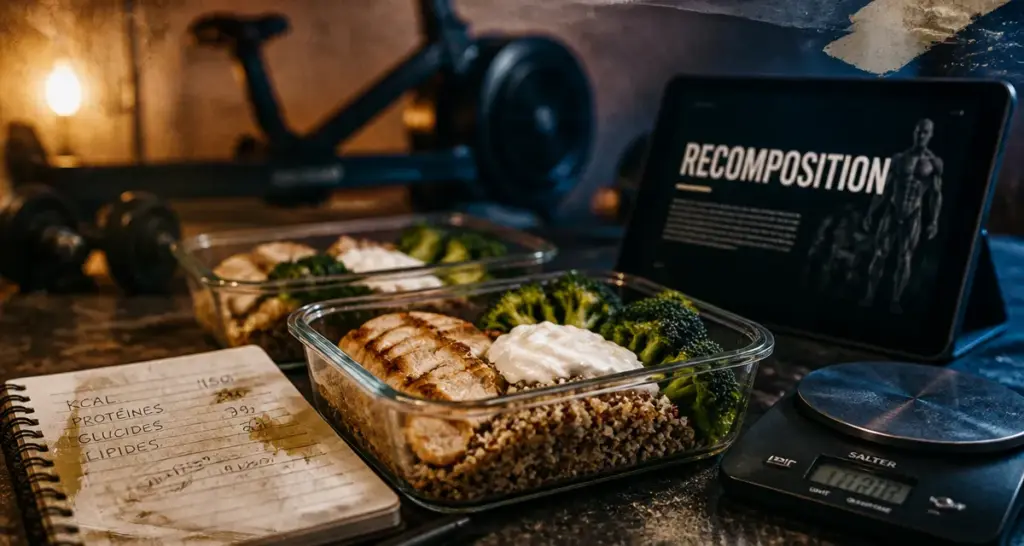 Alimentation pour prendre du muscle et perdre de la graisse, meal-prep pour recomposition corporelle