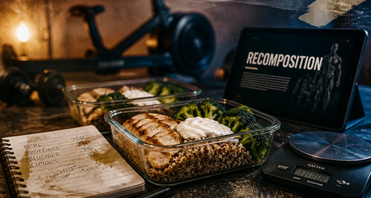 Alimentation pour prendre du muscle et perdre de la graisse, meal-prep pour recomposition corporelle