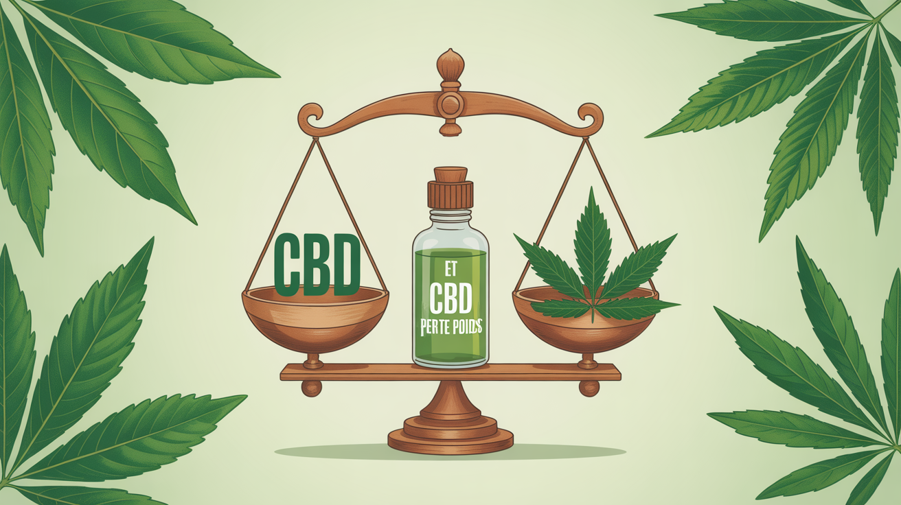 cbd pour maigrir image balance flacon huile silhouettes calmes