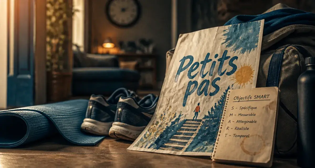 Comment se motiver à faire du sport : chaussures et tapis de yoga, petits pas