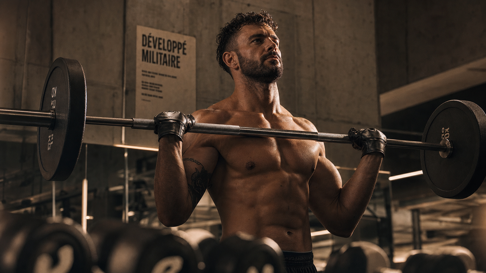 Developpe militaire muscles sollicites : épaules et triceps en salle de sport