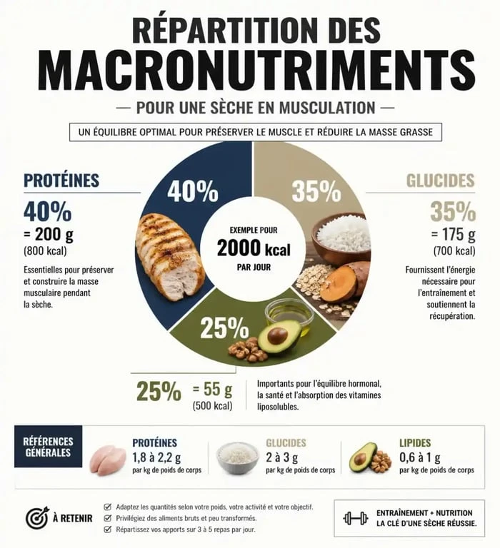 Répartition des macronutriments pour une sèche en musculation
