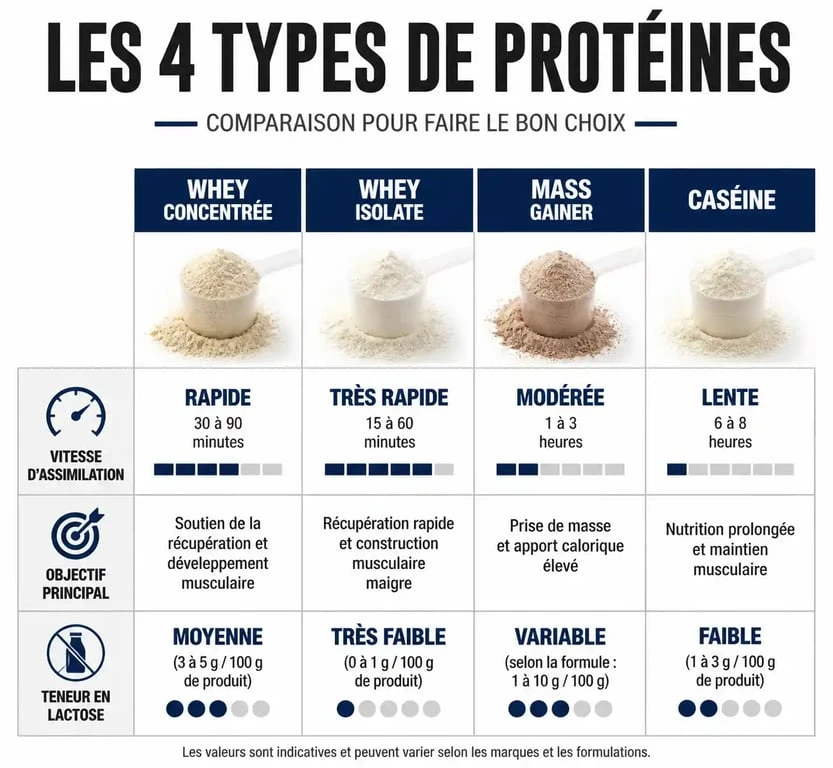 Comparatif des types de protéines pour la prise de masse musculaire