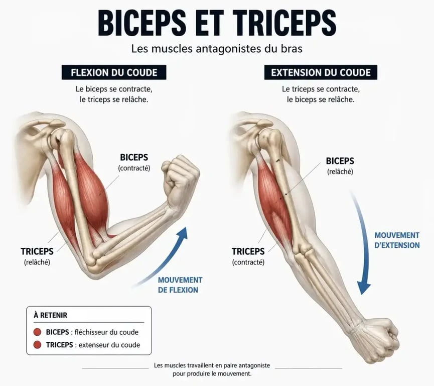 Schéma anatomique pour la musculation des bras chez la femme