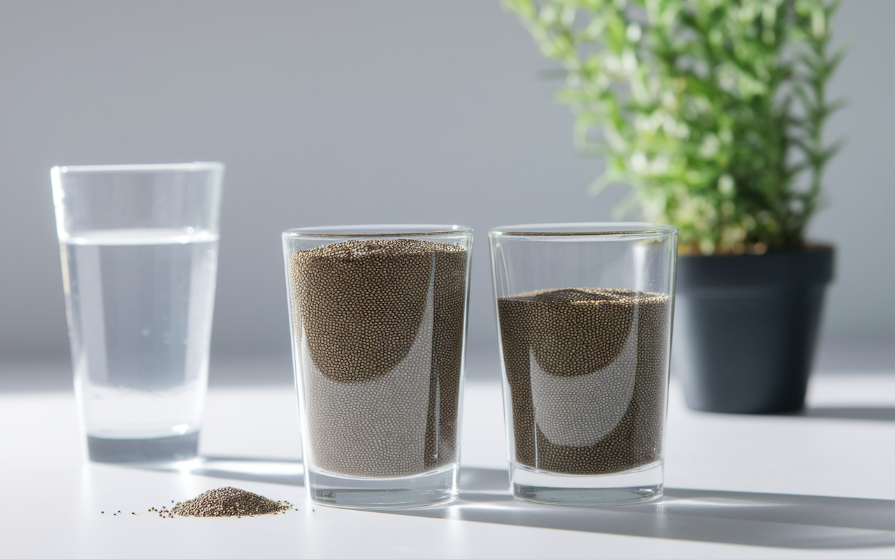 graine de chia perte de poids comparaison avant apres hydratation