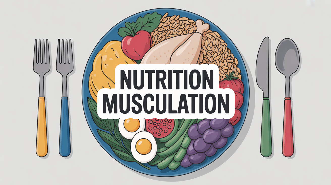 nutrition pour la musculation visuel assiette équilibrée haltères