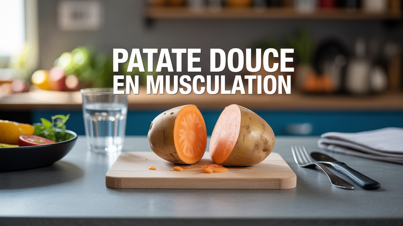 gros plan patate douce musculation sur planche cuisine