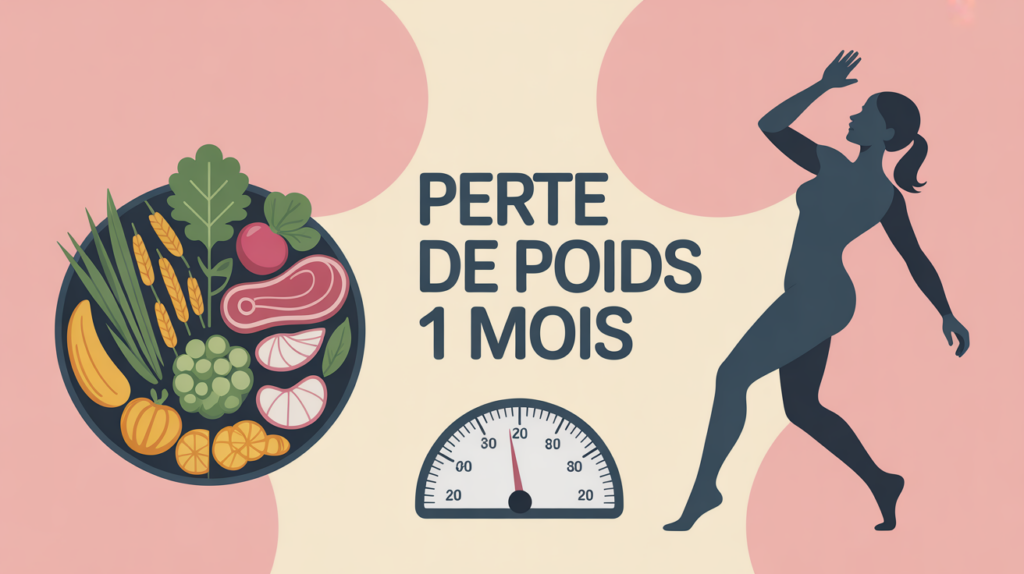 Illustration perdre du poids en 1 mois balance assiette équilibre