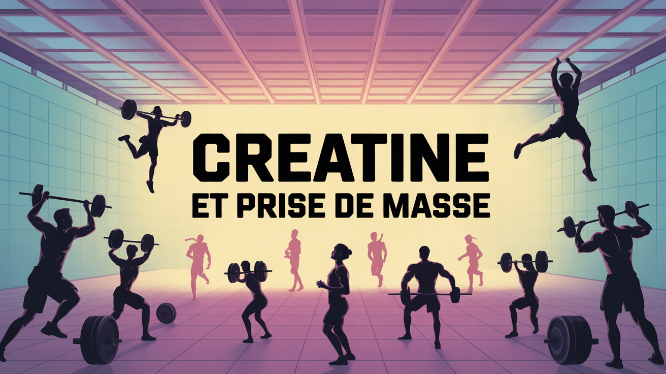 prise de masse creatine salle musculation silhouettes stylisées