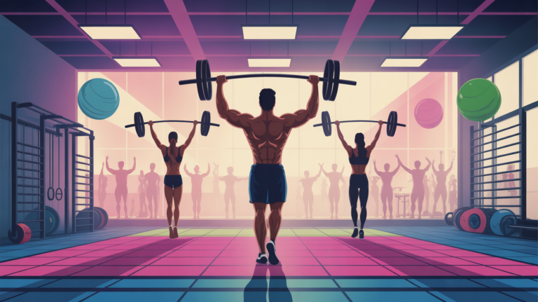 prise de masse musculaire salle musculation silhouettes haltères