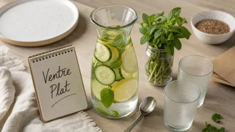 Boisson pour ventre plat : eau infusée concombre-citron, fraîche et légère
