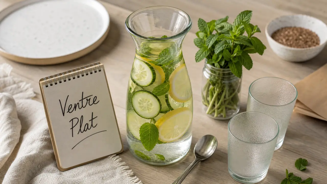Boisson pour ventre plat : eau infusée concombre-citron, fraîche et légère