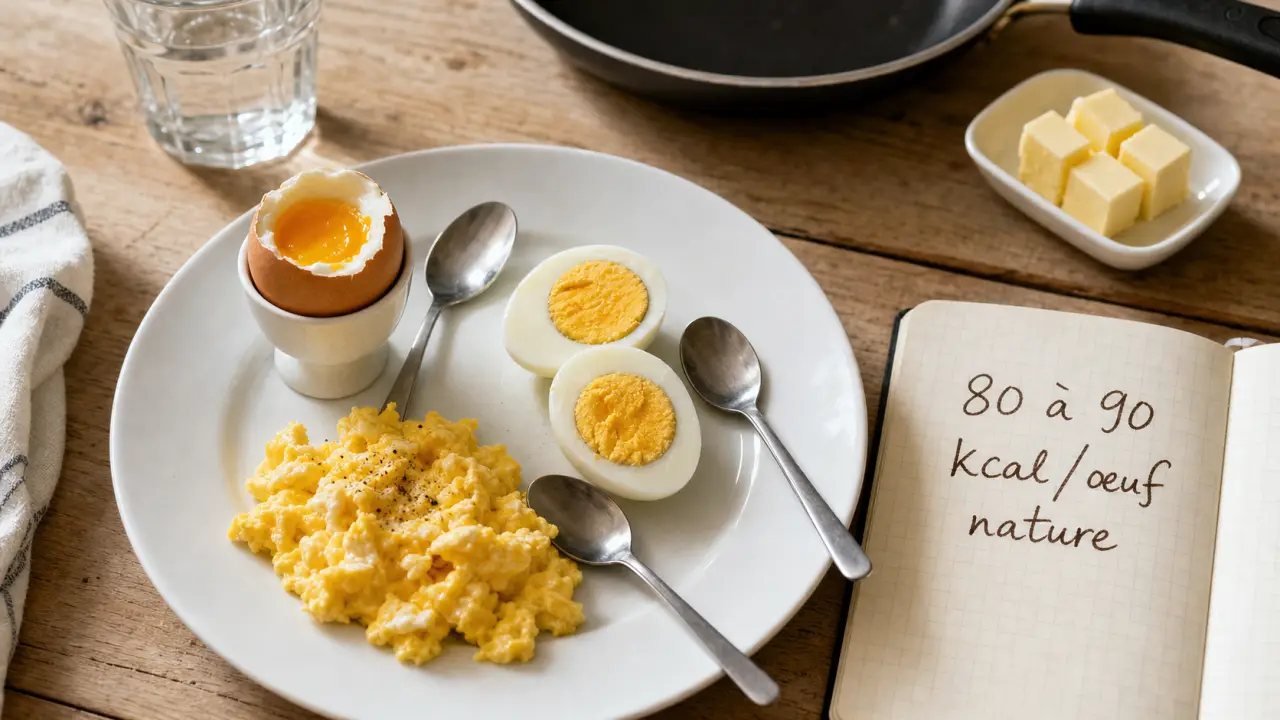 Combien de calorie dans les oeufs : œuf nature 80 à 90 kcal