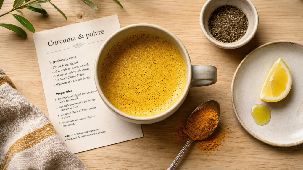 Curcuma et perte de poids : lait doré au curcuma, poivre noir et citron