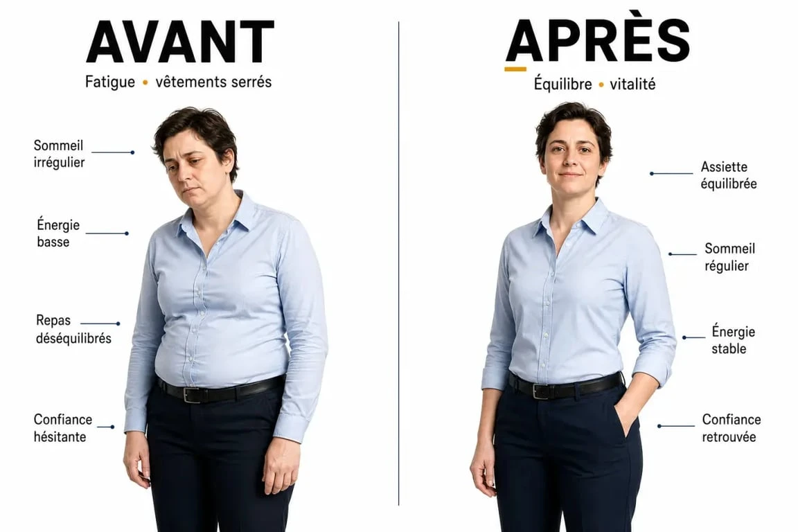 Avant et après un régime : transformation saine, posture améliorée et confiance retrouvée