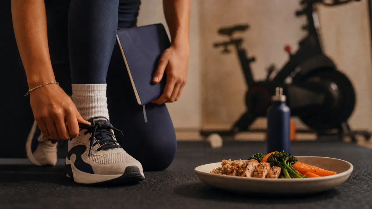 Perdre poids rapidement sport : carnet d’entraînement et baskets