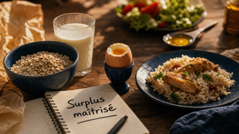 Prise de masse musculaire aliments : flocons d’avoine, lait, œuf et poulet pour 300 à 700 kcal