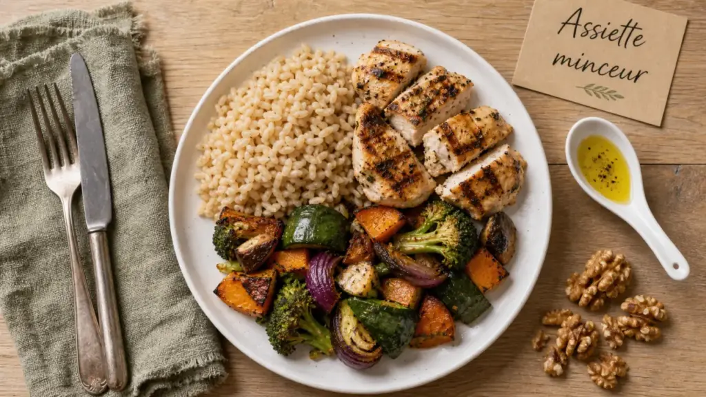 Quoi manger pour maigrir : assiette minceur protéines, fibres et portions
