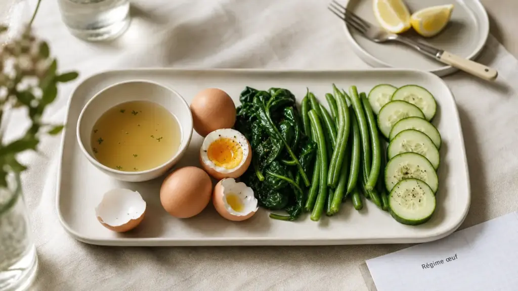Regime oeuf menu : plateau d’œufs et légumes pour 3 jours types