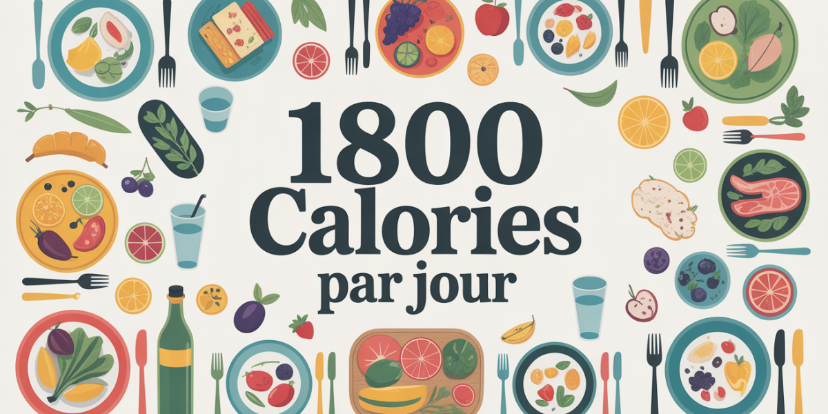 Table colorée avec plats variés 1800 calories par jour