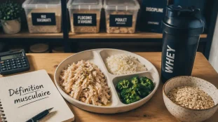 Aliment pour une seche : assiette protéines, glucides et whey