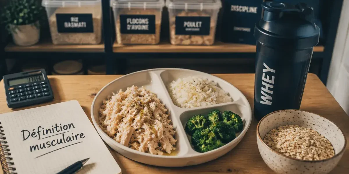 Aliment pour une seche : assiette protéines, glucides et whey