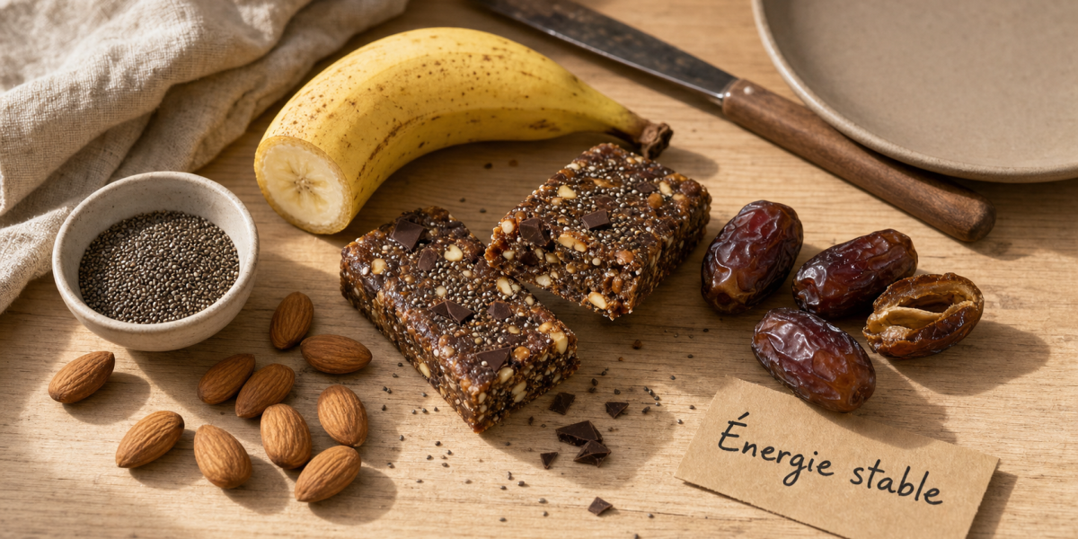 Aliment qui donne de l energie rapidement : barre dattes-amandes