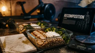 Alimentation pour prendre du muscle et perdre de la graisse, meal-prep pour recomposition corporelle