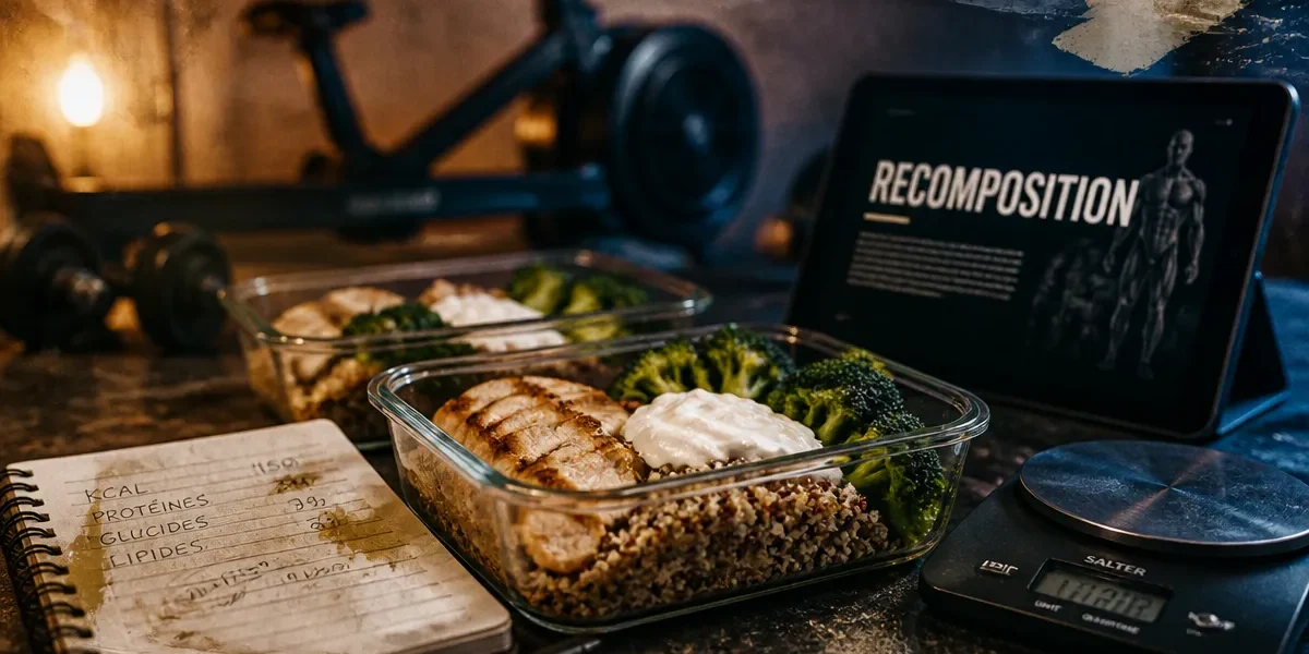 Alimentation pour prendre du muscle et perdre de la graisse, meal-prep pour recomposition corporelle