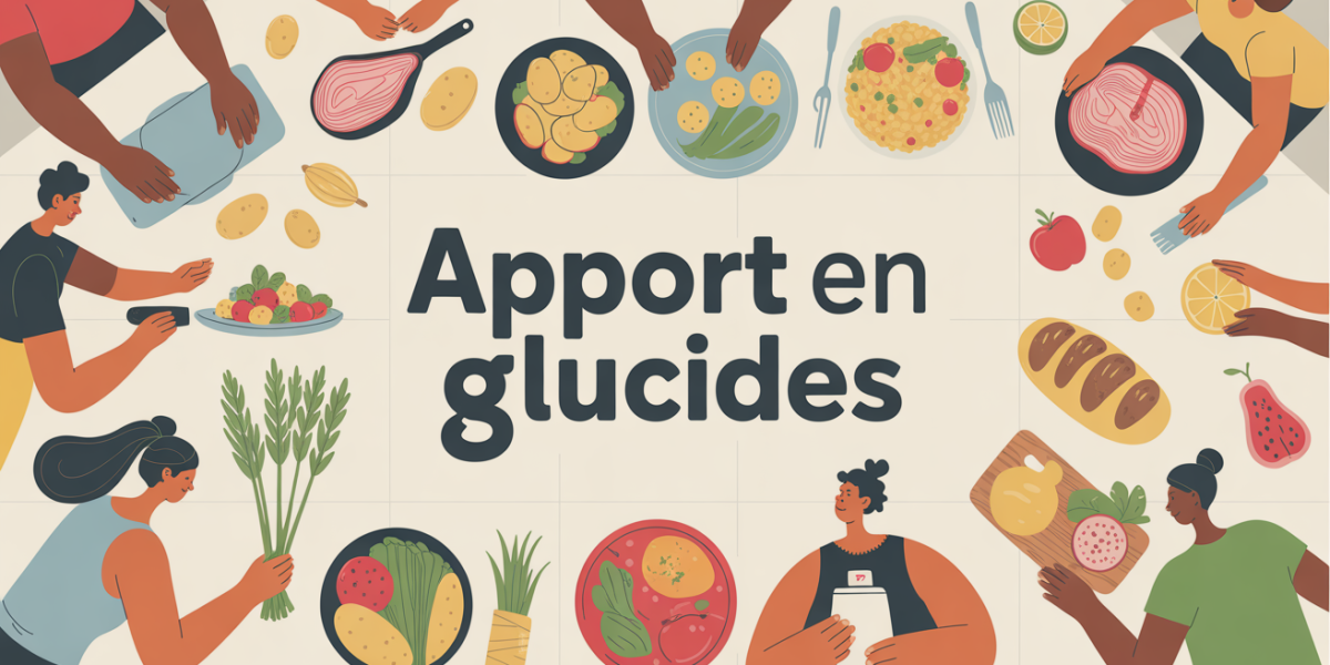 illustration apport glucides sur table cuisine pour sportif sédentaire