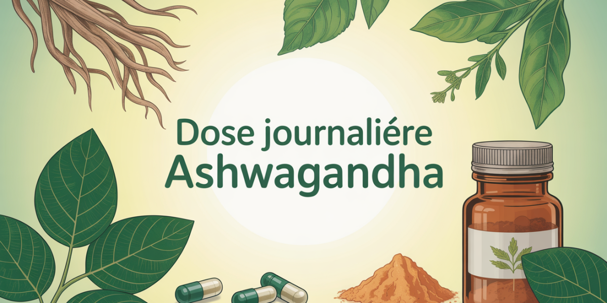 ashwagandha dosage par jour stylisee plante et racines