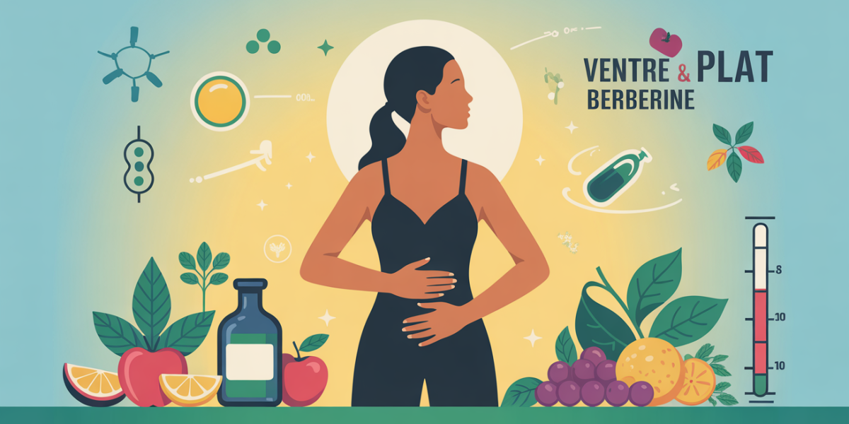 infographie berberine et graisse abdominale avec ventre plat