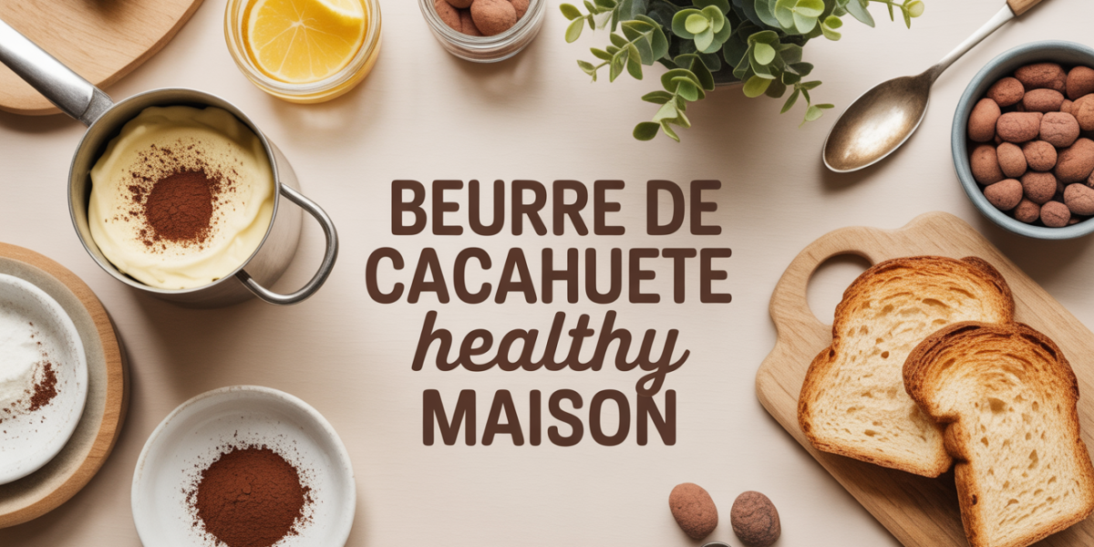 pot beurre de cacahuete healthy maison sur table avec cacahuetes